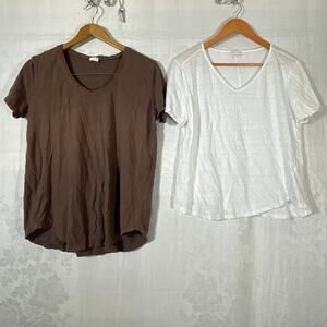 Poetry T Shirt Lot 10 Large White 100% Linen Brown Hemp Cotton READ